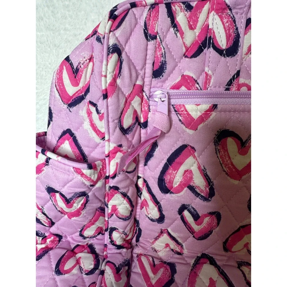 NWT Vera Bradley Baby Bag Quilted Cotton Diaper Bag Lavender Pink Painted Hearts